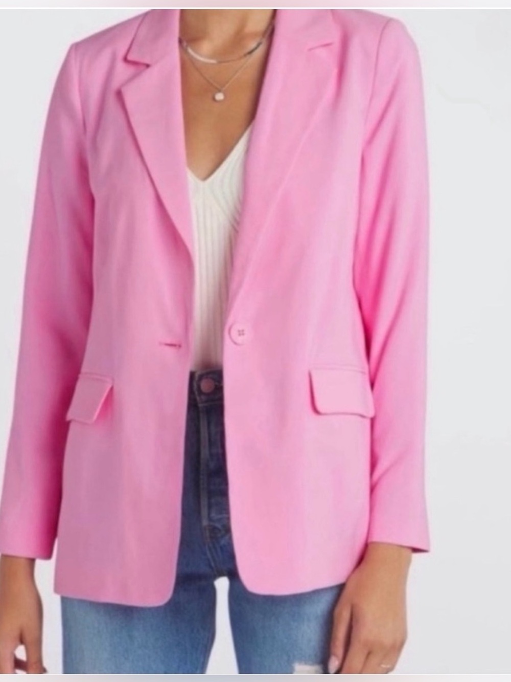 Vero Moda Carmen Pink Bonbon Oversized Notched Blazer Size XS